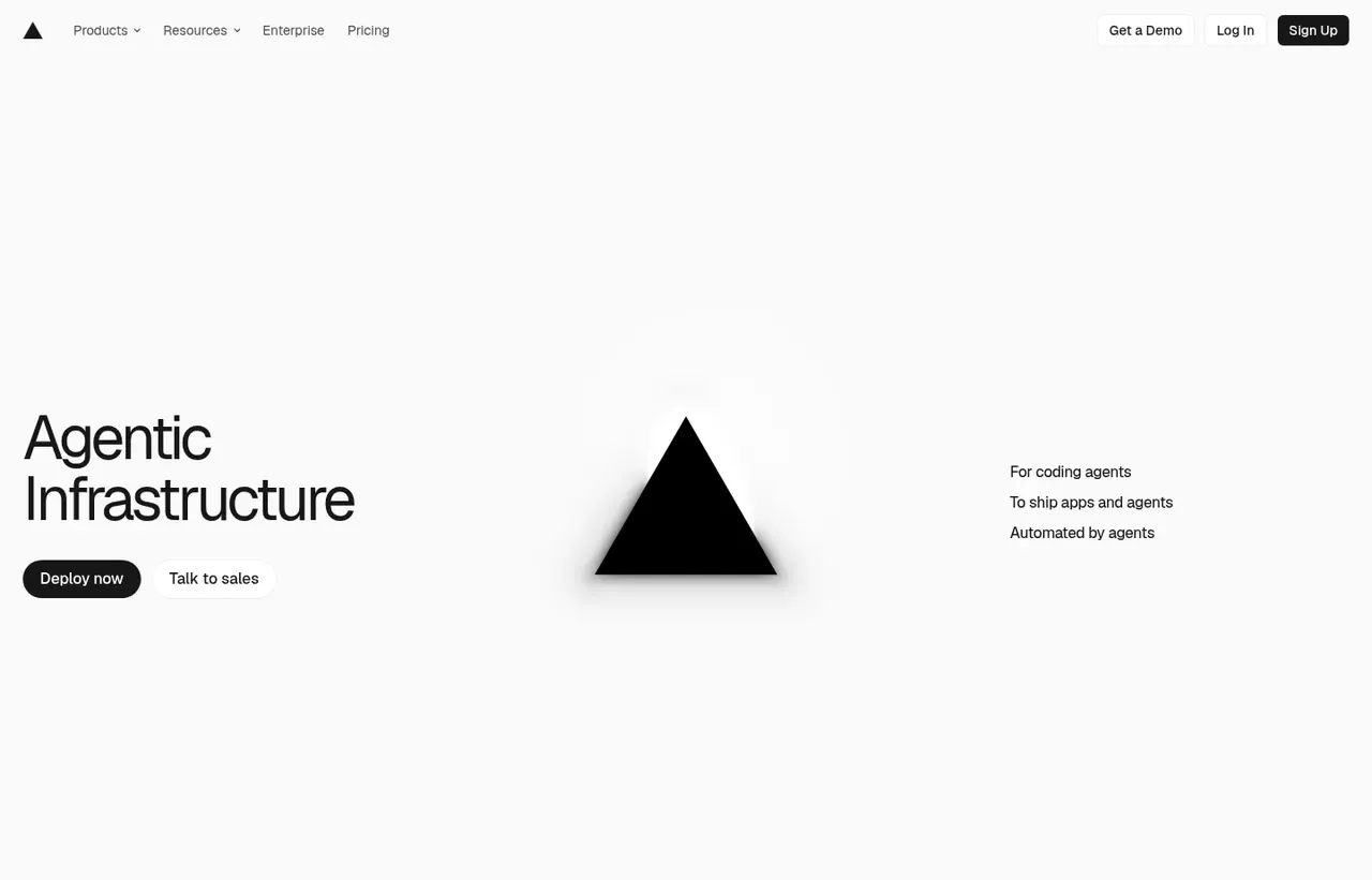 Vercel homepage, showing how the product presents itself