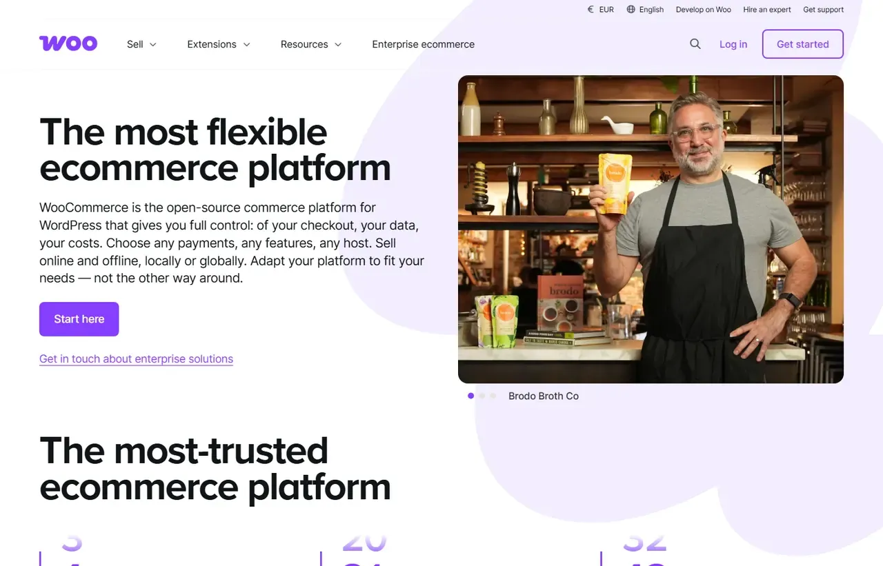 WooCommerce homepage, showing how the product presents itself