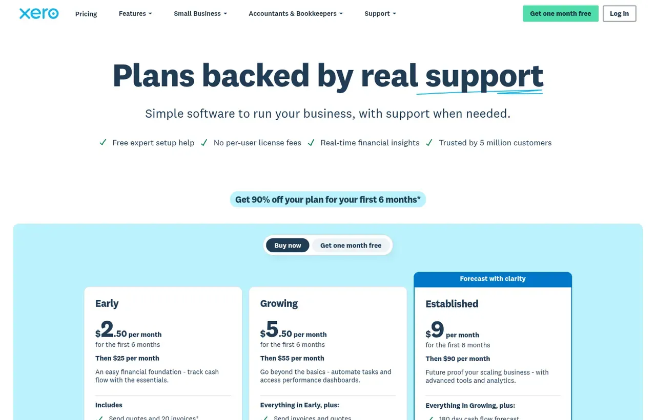 Xero pricing page, the page the prices we record were read from. Currency shown depends on the visitor's region
