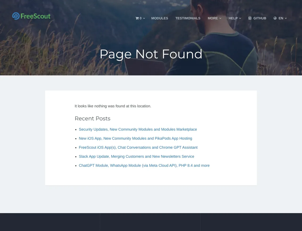 FreeScout pricing page, the page the prices we record were read from. Currency shown depends on the visitor's region