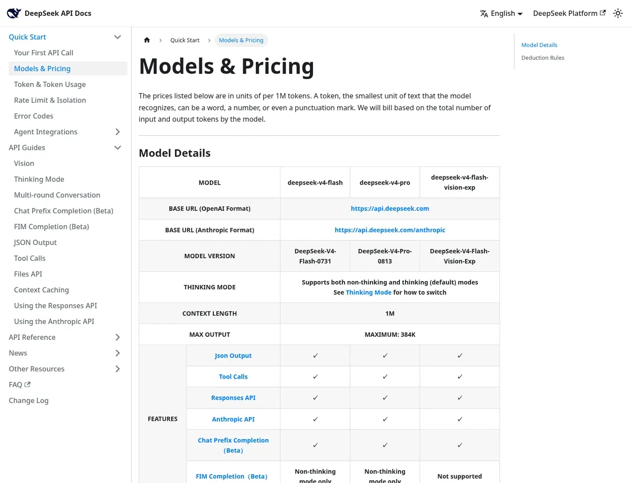 DeepSeek pricing page, the page the prices we record were read from. Currency shown depends on the visitor's region
