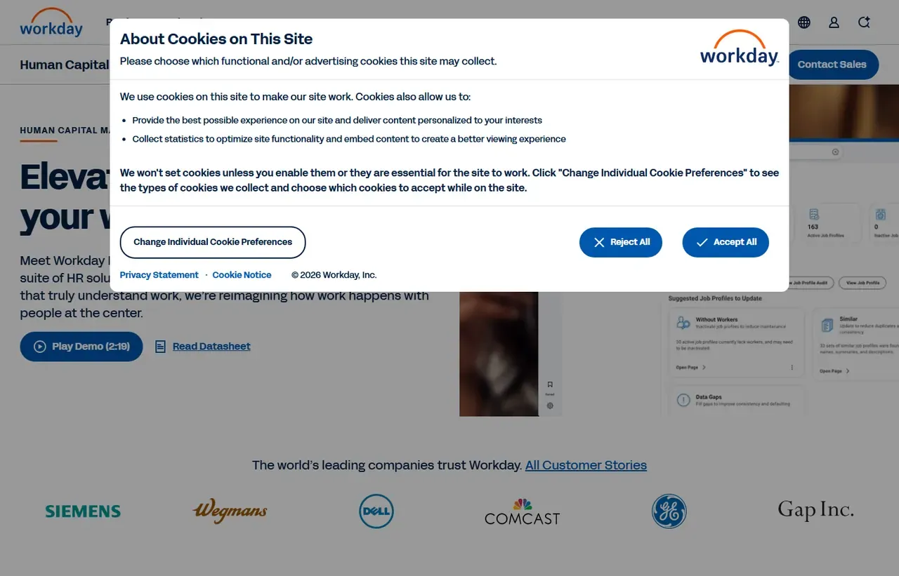 Workday product interface