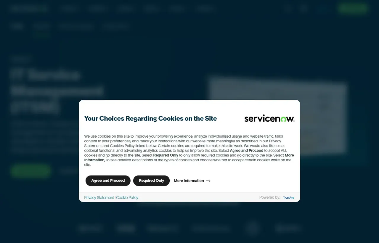ServiceNow product interface